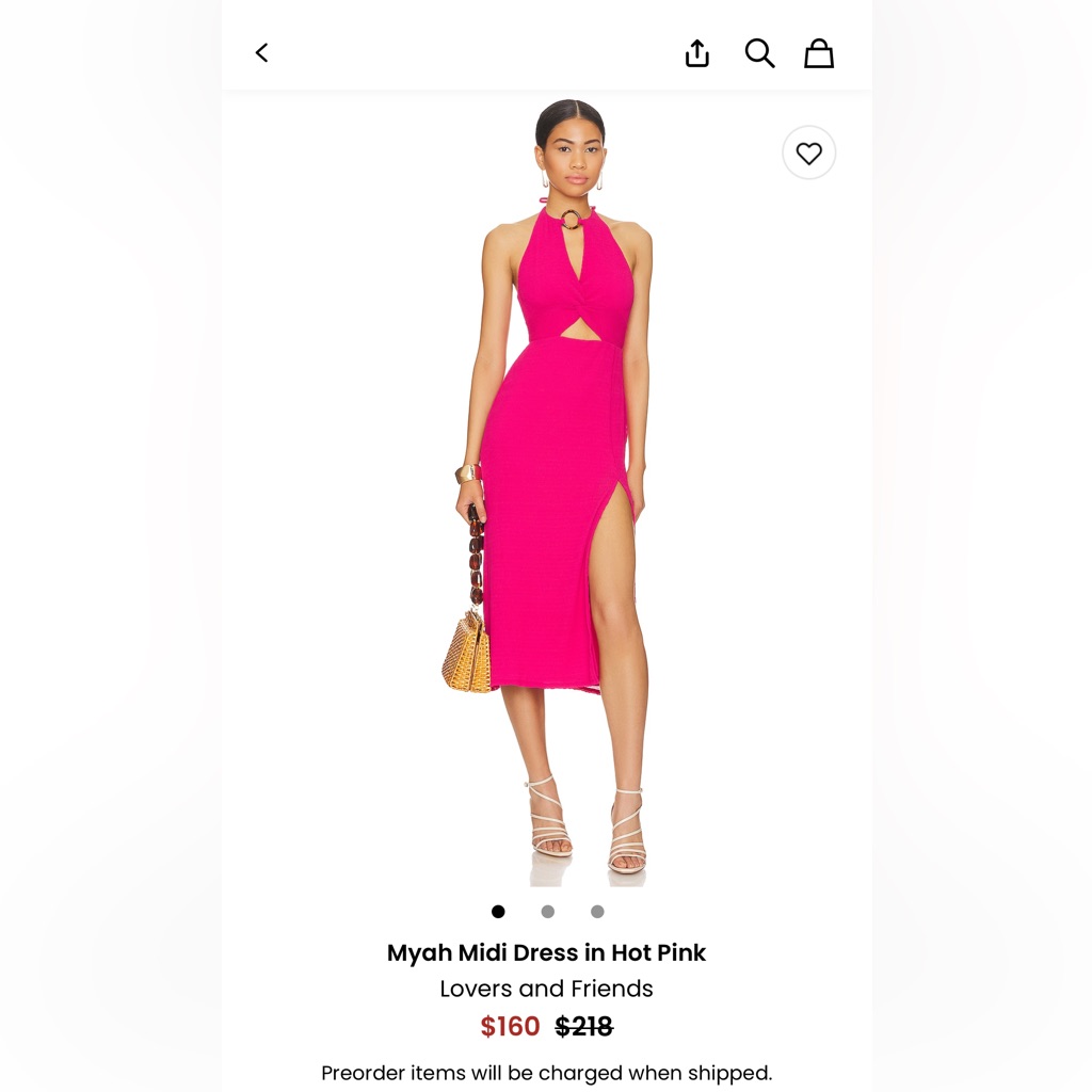 Lovers And Friends Myah Hot Pink Halter Midi Dress